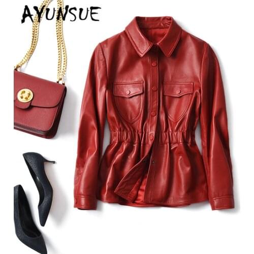 AYUYNSUE Genuine Leather Jacket Women Korean Vintage Sheepskin Coat Women Clothes 2020 Jacket Spring Autumn Coat SM008 YY1948
