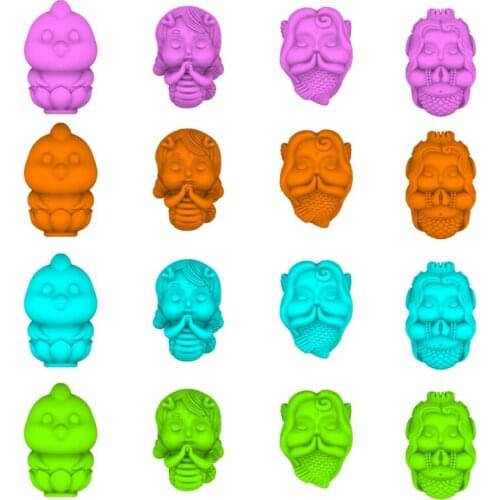 19Pc 3D Carving Head Nail Art Silicone Mold New Year Lucky Charm Mold Kit