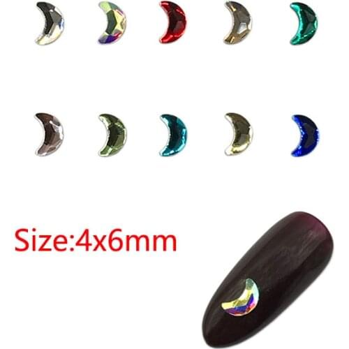 30/100Pcs Nail Art Rhinestone 4x6mm Moon Flatback Glass Crystal Shiny Stones For Nail DIY Decoration Rhinestone