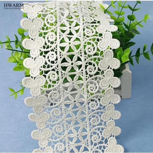 5yard white african lace fabric trim wedding decoration Milk silk 12.1cm diy embroidery mesh lace exquisite white bilateral