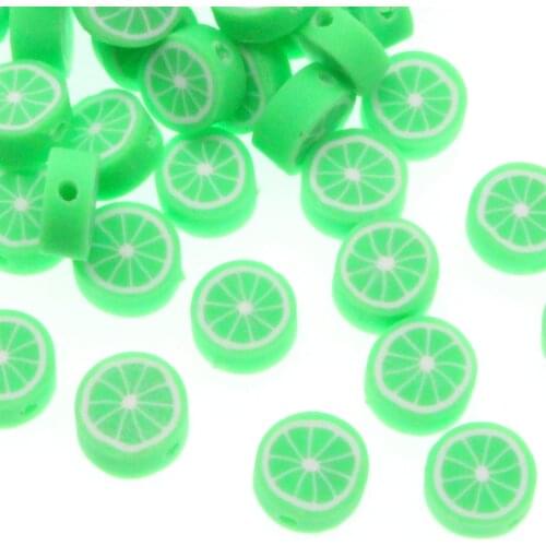 CHONGAI 50Pcs Fruit Green lemon Beads Polymer Clay Beads Spacer Beads For Jewelry Making DIY Bracelet necklace