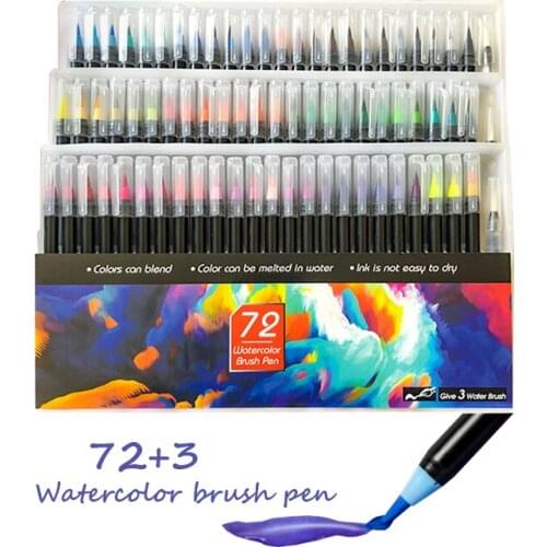 72-Color-Watercolor-Markers-for-Drawing-Felt-Tip-Pens-Set-for-Children-Water-Coloring-Brush-Pen
