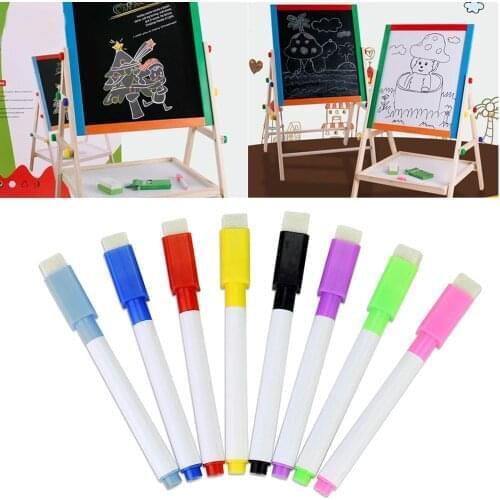 8PCS Color Whiteboard Pen With Tape Brush 8 Color Whiteboard Pen Set Erasable Pro-environment Water Marker Office Supplies