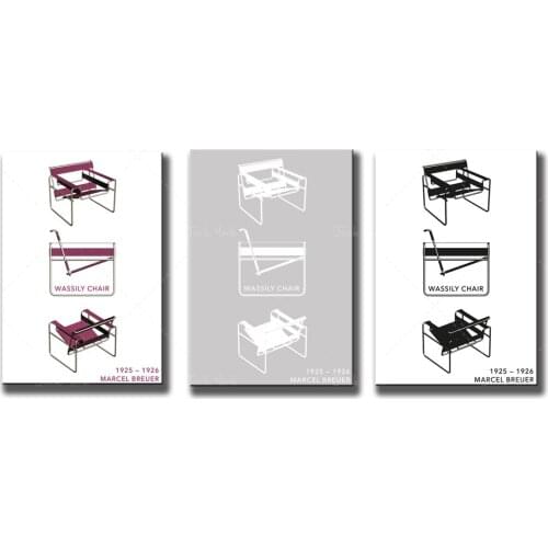 Architecture vintage print Bauhaus Marcel Breuer - Wassily chair minimal design minimalist poster midcentury
