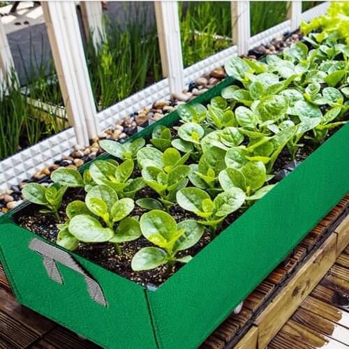 Behogar Rectangle Planting Grow Bags Garden Non-woven Planting Bed Pot Container Planter with Handle for Tree Herb Flower Plant