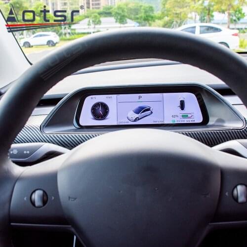 Carbon Fiber Frame For Tesla Model 3 Y Digital Cluster LCD Android Car Virtual Instrument Dashboard Display GPS Navigate carplay