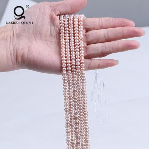 Daking Decoration Fashion Jewelry Aaa 4-5mm White Button Freshwater Pearl Strand