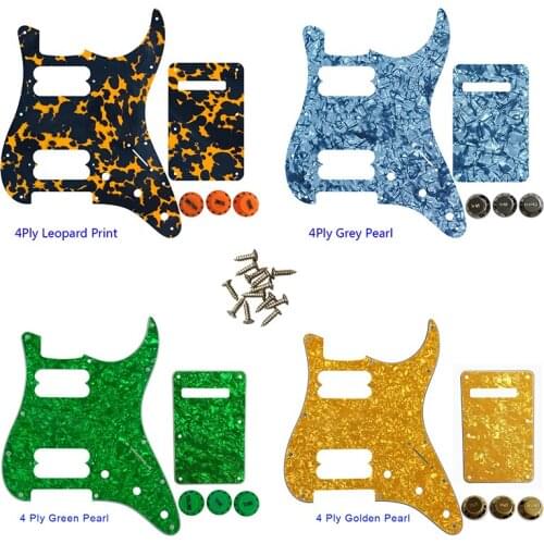 Pleroo Parts - For FD US 72' 11 Screw Hole Standard Strat Player Humbucker HH Guitar Pickguard & Back Plate & Control Knob