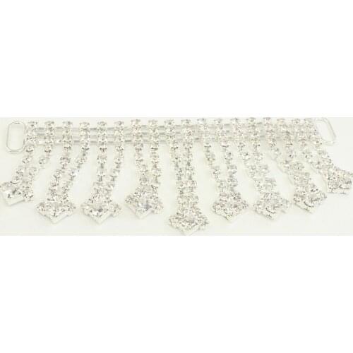 DIANCAN 100mm Rhinestone Chain Bra Swimming Ribbon Crochet Connector Buckes Miss Bikini Accessories Buckles Claw Setting Crystal