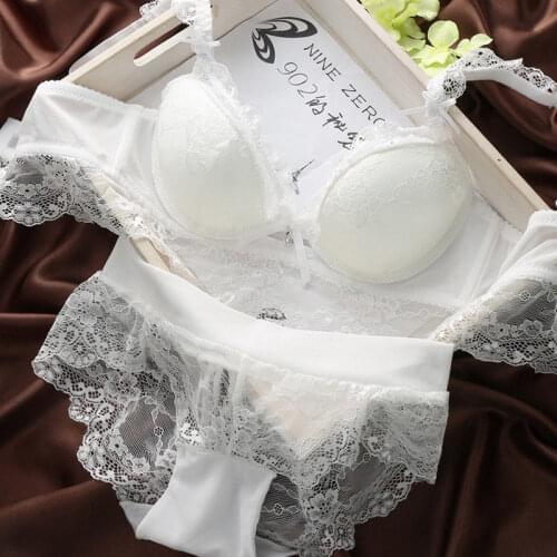 Women Embroidery Lace Underwear Push-Up Padded Bra And Brief Sets New Ladies Bra And Underwear