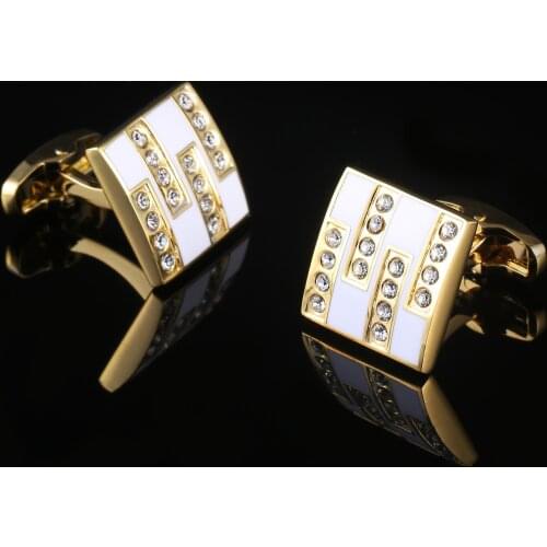 French Shirts Mens Cufflinks White Crystal British Business Banquet Wedding Suit Dress Buttons Fashion Men Jewelry Gifts