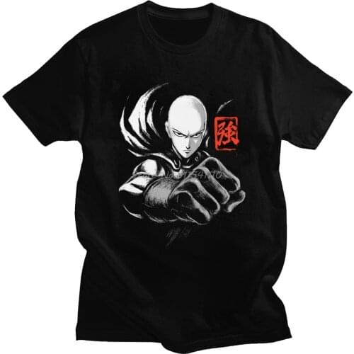 Novelty One Punch Man Anime T Shirt Mens Short Sleeves Cotton T-shirt Summer Strongest Superhero Manga Saitama Sensei Tee Tops