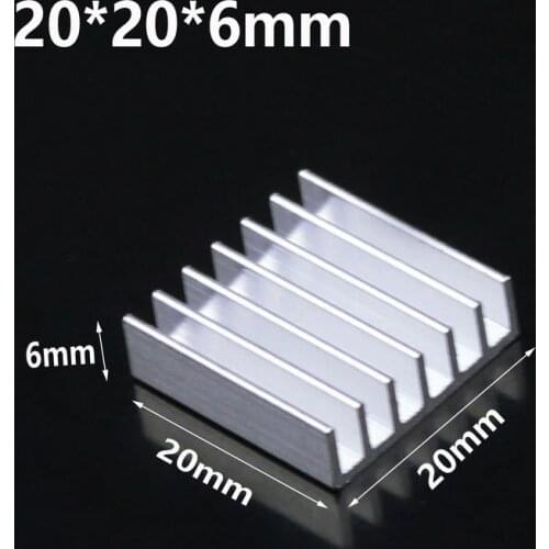 Gdstime 20pcs Aluminum 20x20x6mm Silver Electronic Chip Cooling Radiator Cooler 20mm x 6mm