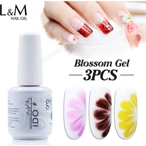 3pcs/lot New Arrival Blossom Varnish Semi 15ml Soak Off Gel Polish Beautiful Flower Pure Color UV Nail Polish