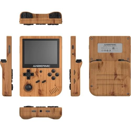 RG351V 3.5-inch HD IPS Screen Retro Console Handheld Game Console Built-in 32G TF Card 5000 Games - Wood Color grey black