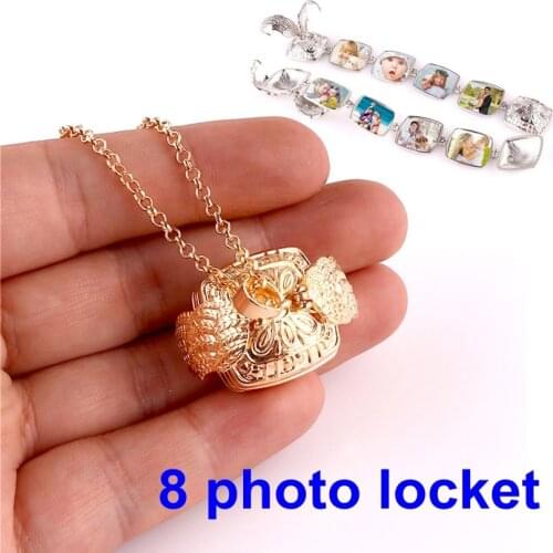 Magic 8 Photo Pendant Memory Floating Locket Necklace Angel Wings Flash Box Fashion Album Square Necklaces No photos