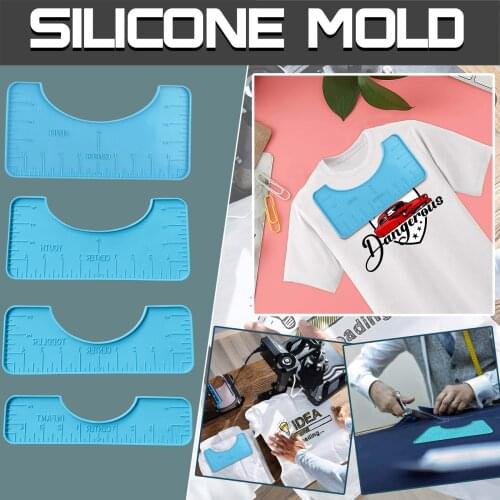 4PCS T-Shirt Alignment Ruler For Guiding Tshirt Design Measurement Ruler DIY Drawing Template Craft Tool Drafting Silicone Mold