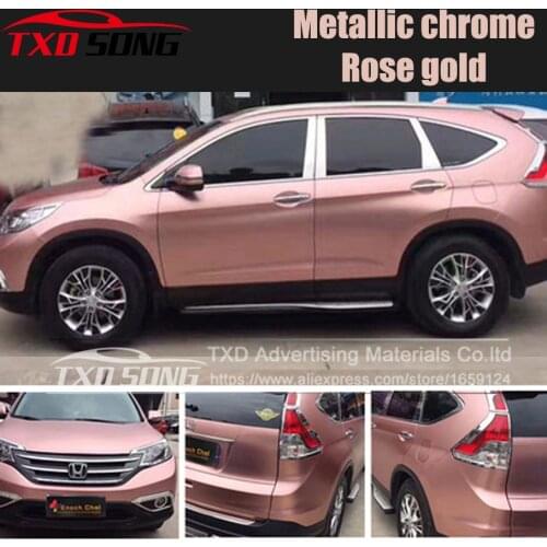 Premium Rose Gold Lighting Metal Chrome Vinyl Wrap Film Satin Metallic ROSE GOLD Car Body Wrapping Foil Car Sticker