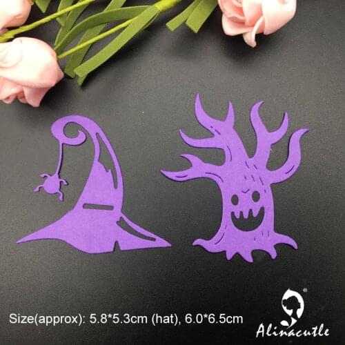 Die Cut Metal Cutting Cut Halloween Tree Hat Spider Alinacraft Scrapbook Paper Craft Handmade Card Punch Art Knife Cutter Die