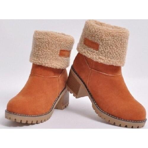 2021 new large size snow boots women winter boots plus velvet warm cotton boots thick heel mid-tube womens boots