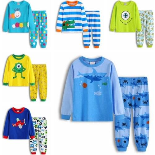 New Spring Autumn Kids Girls Boys Sleepwear Long Sleeve Pajamas Cotton Nightdress Baby Childrens Cartoon Pyjamas Sets