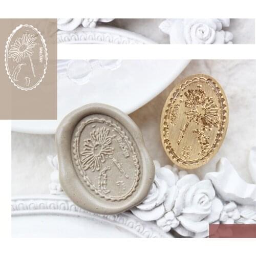 Sunflower,Wax Seal Scapbooking Decorative Gift Invitation Replaceable Wood Handle Antique Design Wedding Invitation Envelopes