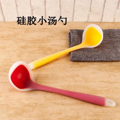 Small size translucent silicone soup spoon non-stick pot heat resistant spoon kitchen utensils nonstick pot soup spoon