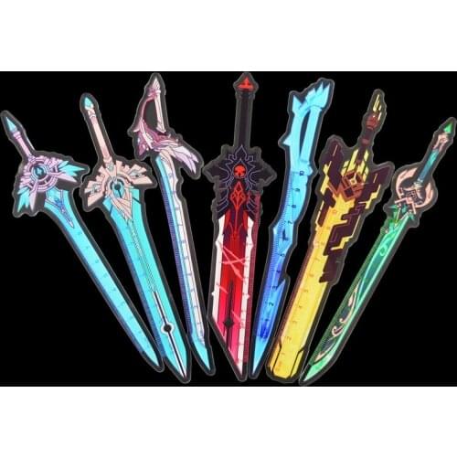 Anime Ruler Genshin Impact Weapons Model Rulers Skyward Blade Wolfs Gravestone Student Drafting Supplies Cartoon Stationery Cute