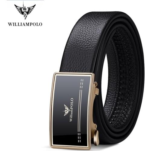 WILLIAMPOLO 2021 Genuine leather Brand Belt Men Top Quality Luxury Inside wear Automatic Buckle Belts for Men Strap Male Metal