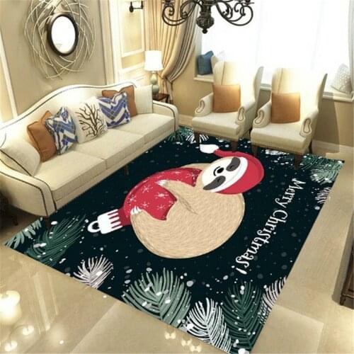 Merry Christmas Sloth Soft Flannel 3D Printed Rugs Mat Rugs Anti-slip Large Rug Carpet Home Decoration