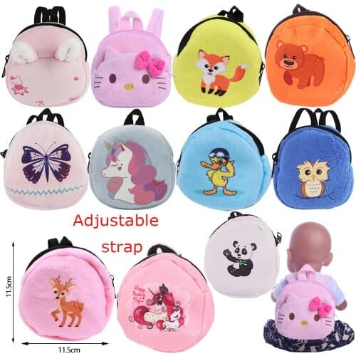 Doll Backpack Dsiney Kitty Unicorn Rabbit Frog Cartoon Bags Doll Clothes For 18 Inch American&43Cm Baby New Born Reborn Doll Toy