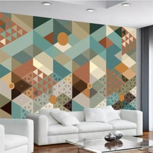 Custom Size Self Adhesive wallpapers 3d photo stereo modern minimalist abstract geometric triangle background murals Waterproof