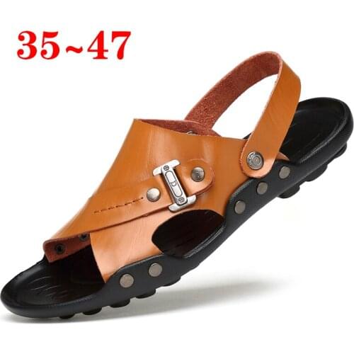 Quality Summer Mens Sandals Genuine Leather Luxury Brand Soft Diamond Business Shoes Beach Roman Men Sandals Sandals Slippers