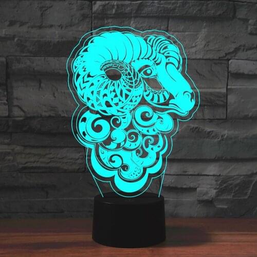 Colorful Sheep LED 3D Night Light Creative Gift for Kids USB Desk Table Lamp Remote Touch Switch 7 Color Changing Bedroom Decor