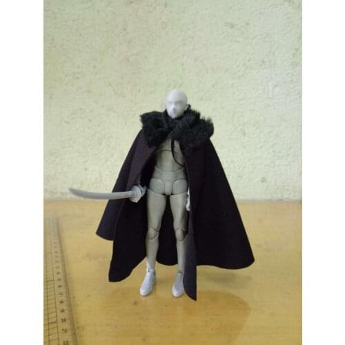 1:12 Black Cape Cloak With Fur collar For Body (no figure)