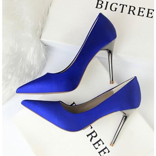 BIGTREE Shoes Plus Size 34-43 Woman Pumps Silk Women Heels Shoes Spring Women Shoes Stiletto Wedding Shoes 11 Colour Sexy Heels