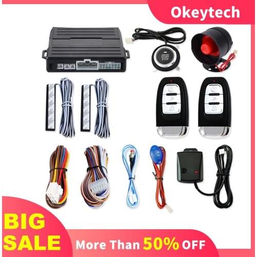 Universal 12V Car PKE One Key Start Keyless Entry System One Start Stop Engine Push Button Vehicle Car Alarm Remote Control