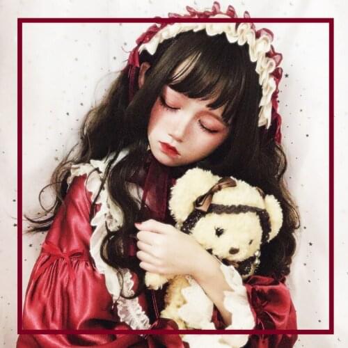 Vintage Doll Cute Handmade Bonnet Headwear bnt Headband Hairband Lolita Bows Lace Sweet Red Black Pink Elegant