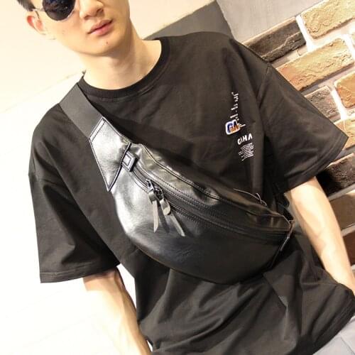Xiao.p Vintage Mens High quality Pu Leather Waist Bags Belt Pack Male Black Fanny Pack Black Small Hip/Bum Bag Waist Bag