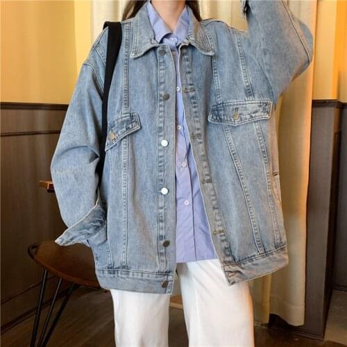 Oversied Women Denim Jacket 2021 Vintage Spring Autumn Harajuku Loose Casual Jean Coat Female Plus Size Outerwear