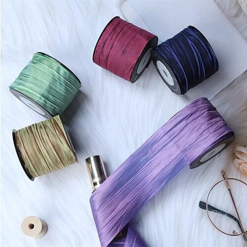 1 Roll 50mm Pleated Satin Ribbon For DIY Hair Accessories Bow Bouquet Gift Wrapping Decoration Handmade Clothes Decor Making