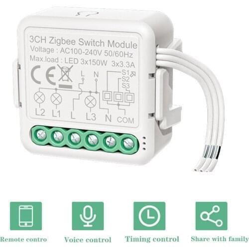 Tuya ZigBee 3-way Light Switch Module Light Control Mobilephone APP Remotes Control Intelligent Voice Control for Alexa Google