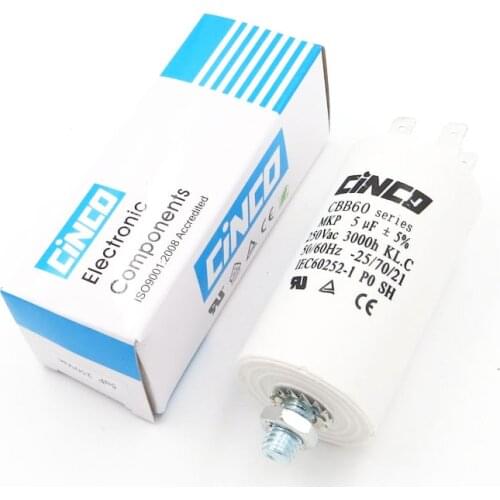 5MFD 250VAC CBB60 Motor Run Capacitors 4pin SH DB Polypropylene Film Ac 250V 220V Water Pump electrical Capasitor engine 5uf 5mf