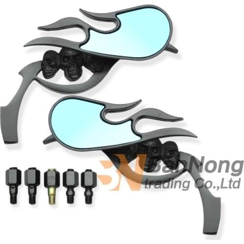 Free shipping Motorcycle Skull Flame Rearview Mirrors For Harley XL880 1200 sportster steed magna shadow vulcan BWS RSZ