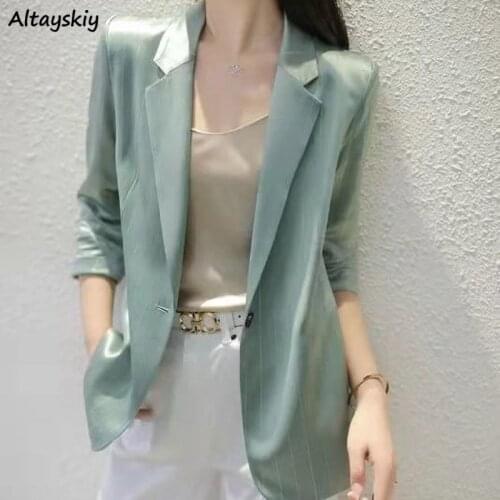 Blazers Women New Elegant Lady Solid Sequins Office Single Button All-match Korean Style Tender Gentle Cozy Soft Female Summer