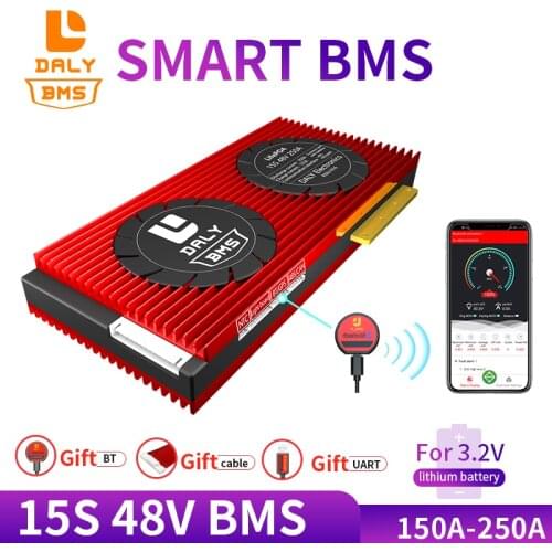 BMS 15S 48V LiFePO4 Free Bluetooth for 18650 battery pack 150A 200A 250A 3.2V BMS USB function