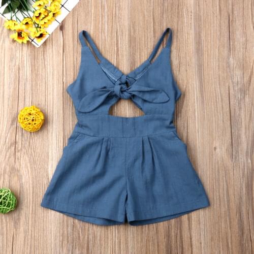One-Piece Toddler Baby Girl Clothes Cotton Sleeveless Solid Strap Romper Outfit Clothes