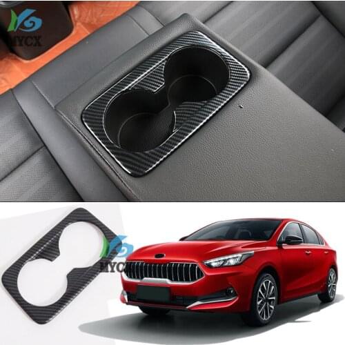 For Kia Cerato K3 2019 Carbon fiber Water Cup Holder Drink Center Console Surround Cover Trim Bezel Insert Molding Car Styling