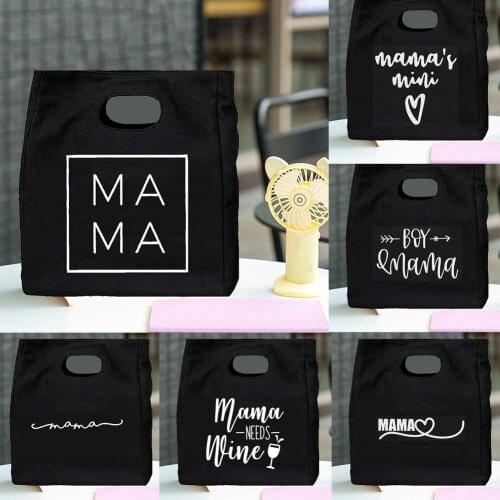 Mama Life Printing Lunch Box Bag for Kids Portable Lunch Bag Thermal Insulated Lunch Box Tote Office Cooler Bento Pouch Lunch