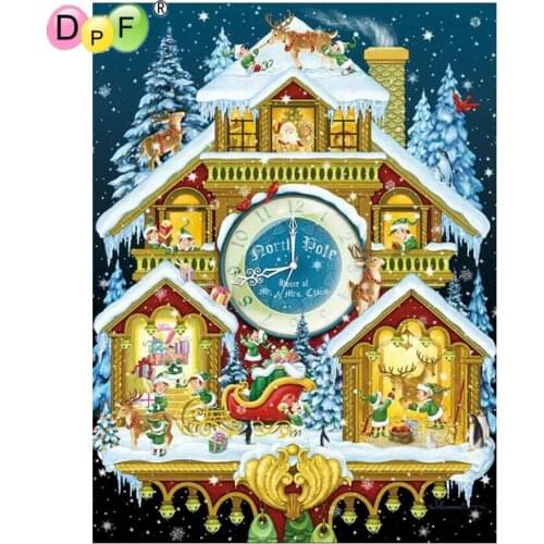 DPF Christmas House 5D Diamond Painting Full Square Diamond Embroidery Cross Stitch Rhinestone Mosaic Gift crafts wall painting